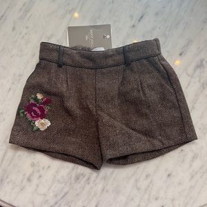 New Mayoral Girls Embroidered Tweed Shorts